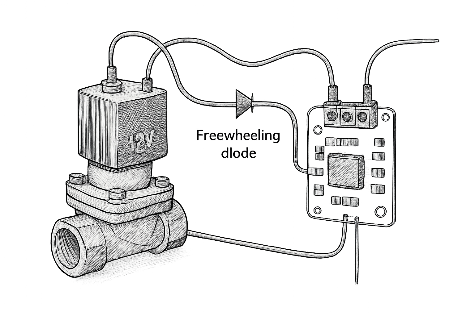 Conexión de una electroválvula de 12 V