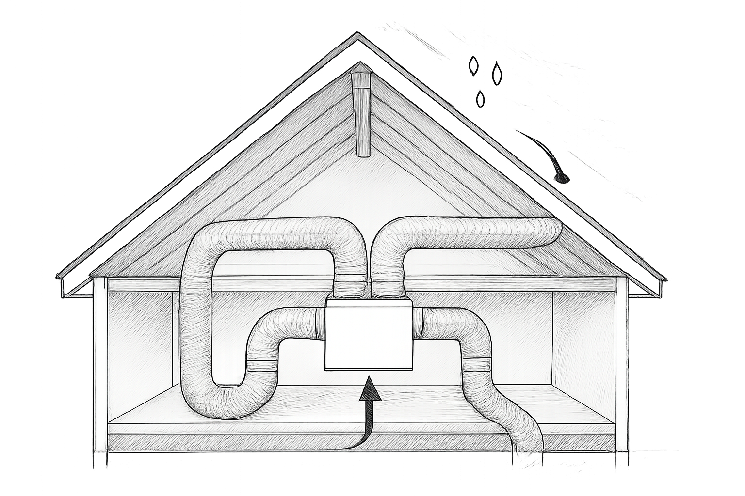 Sistema de ventilación mecánica controlada (VMC) de doble flujo en buhardillas sin aislar
